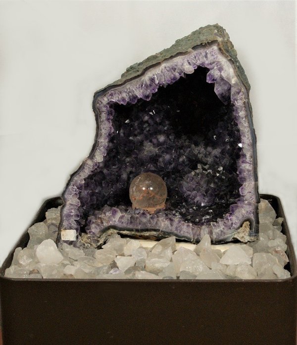 Zimmerbrunnen Amethyst Druse Bergkristallkugel