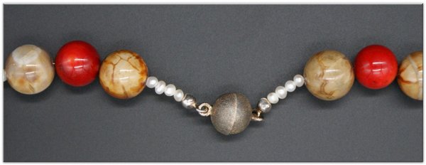 Halskette Achat Jaspis Süßwasserperlen