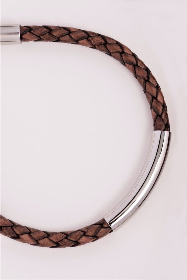Armband, Leder/Stahl, 21,5 cm