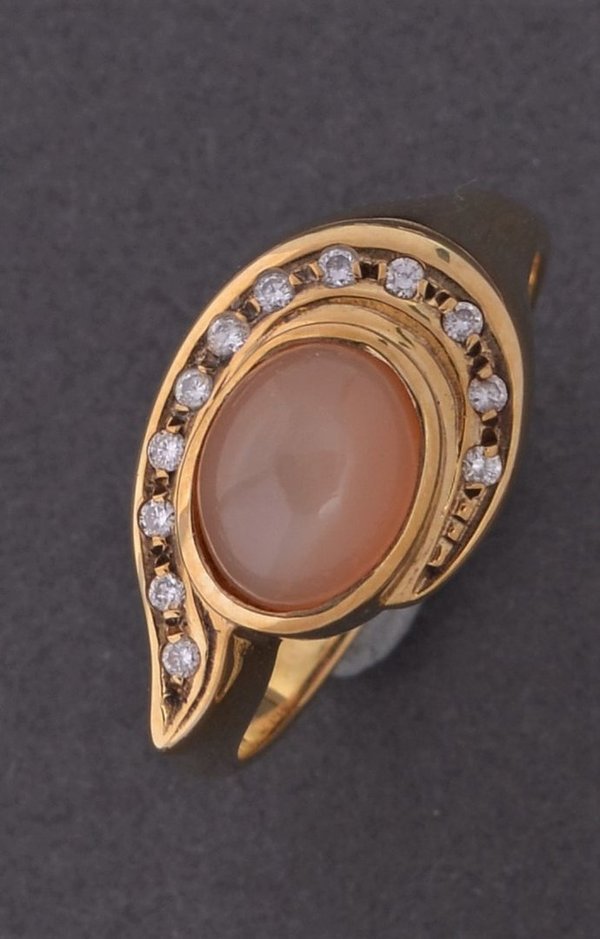 Ring, Mondstein, Diamant, GG 585