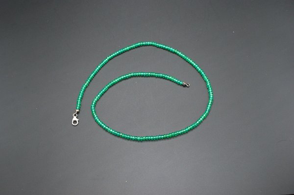 Halskette, Grünquarz, 4 mm, Länge 50 cm, Verschluss Silber